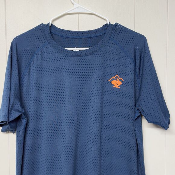 Rabbit Running T-Shirt EZ Perf Short Sleeve Performance Gym Trail Blue Men L GUC - Picture 2 of 12